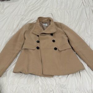 Military peacoat with funnel neck